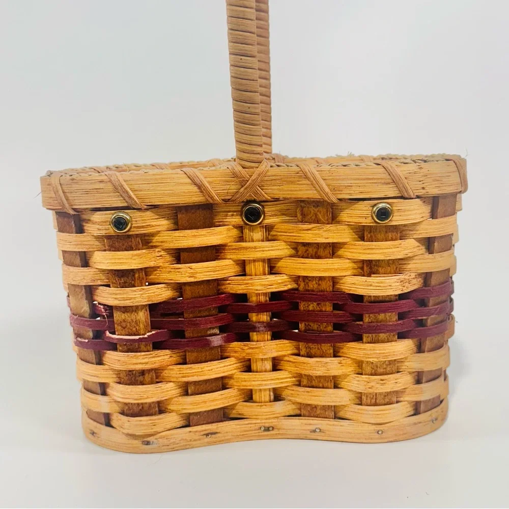 Handmade Wine Wicker Basket Holder & Picnic Caddy – Dual Bottle Carrier
